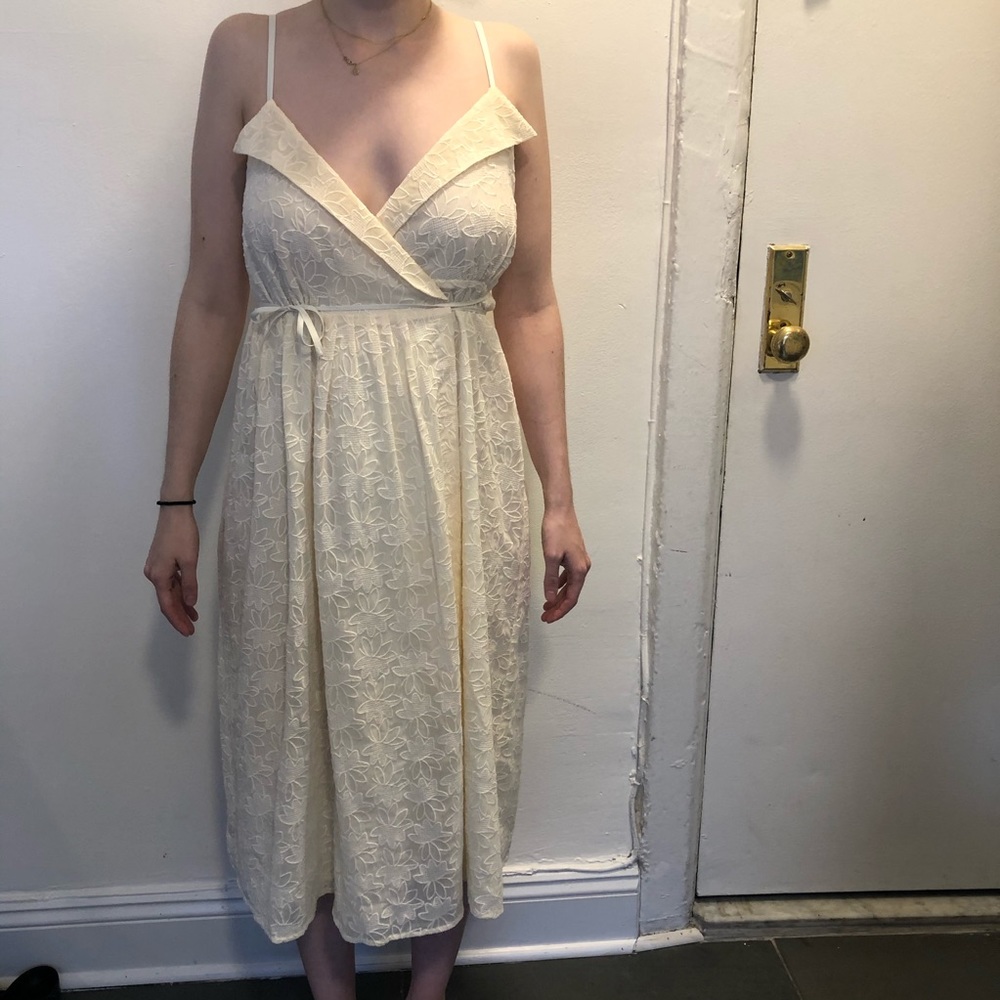 Madewell Cream Floral Pattern Wrap Dress NWT